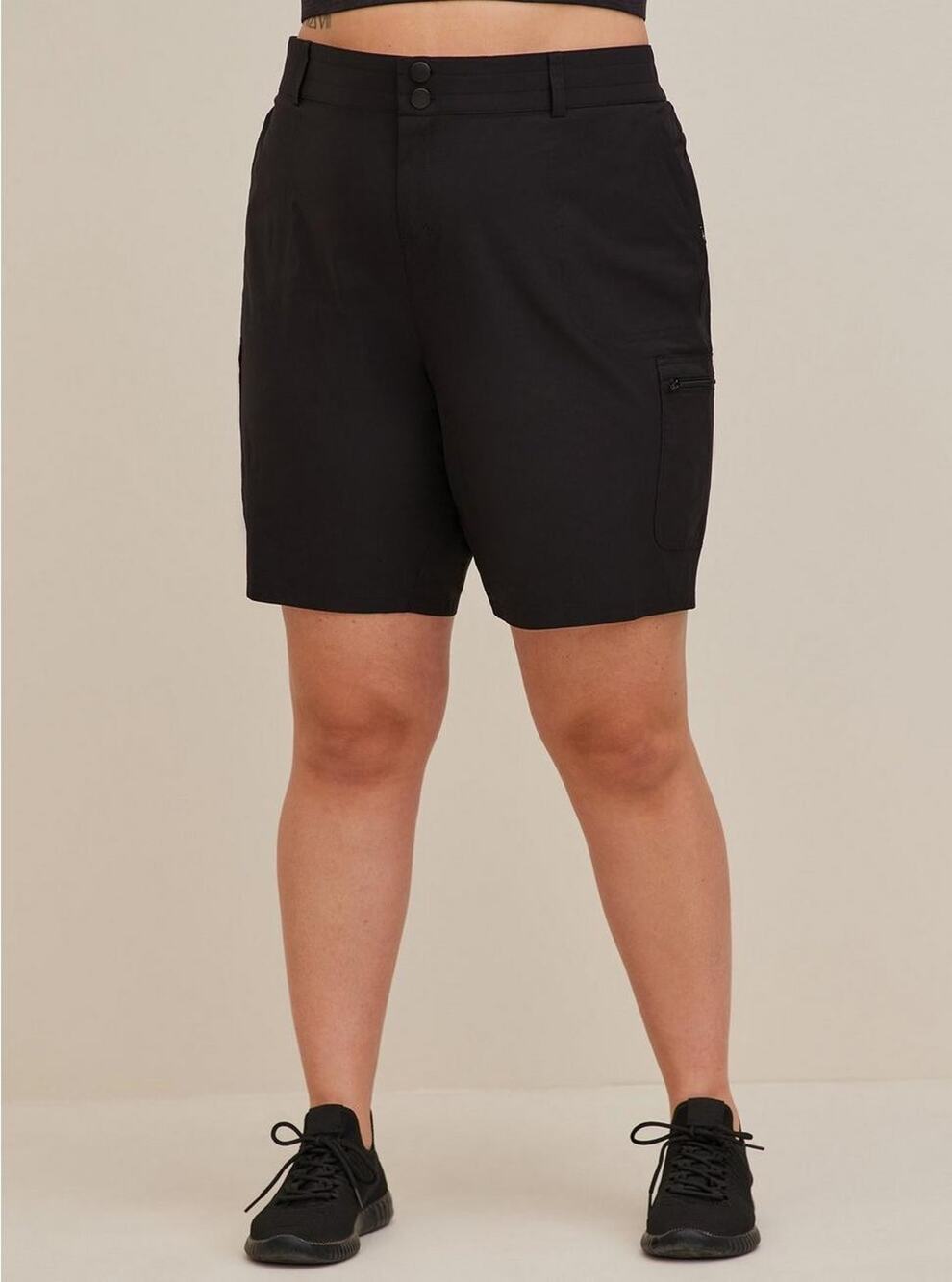 Torrid Shorts 24 Black Happy Camper Active Cargo Stretch Woven